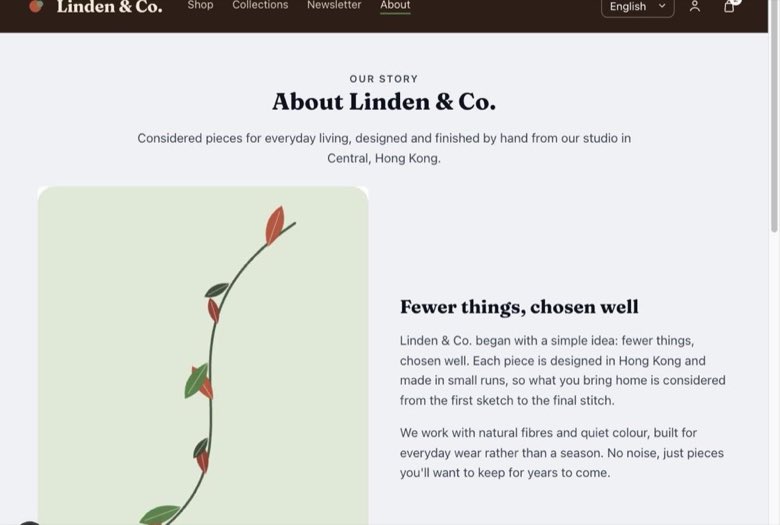 A content page published through the LionRise Commerce admin